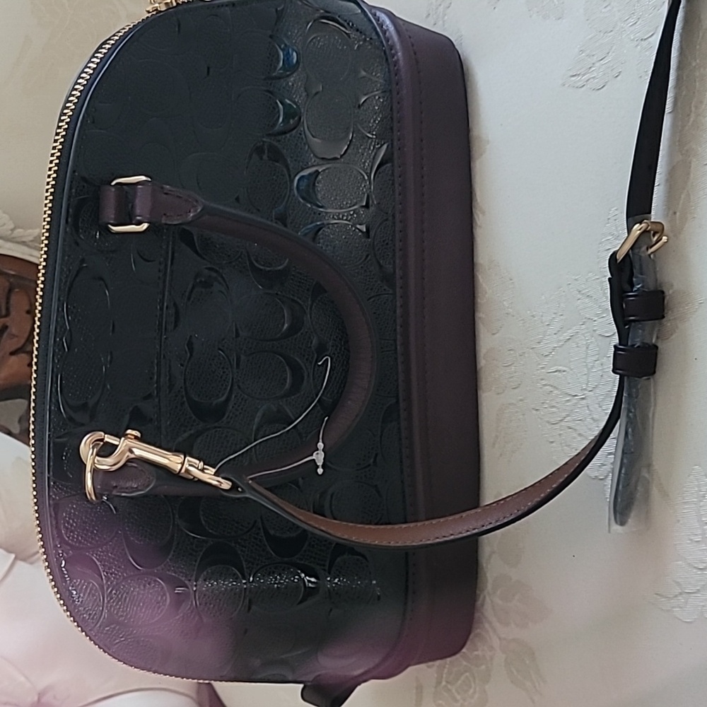 Coach Black and Dark Purple Crossbody Bag - Picture 4 of 9